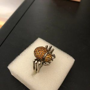 ORANGE CZ STERLING SILVER SPIDER GOTH RING SIZE 6.75